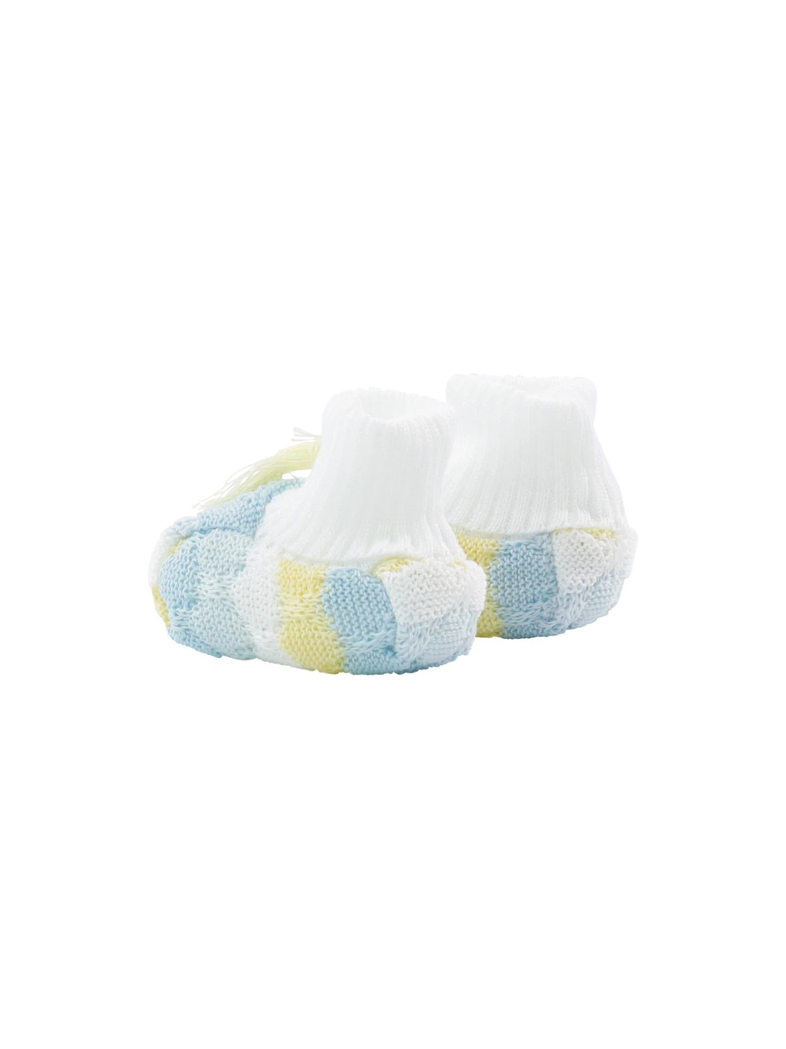 Babbucce in filo nido d'ape bianco azzurro e gialle - Image 3